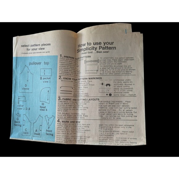 Vintage 1970s Simplicity 7847 Sewing Pattern Large (16-18) Hoodie Sweater Cut - Picture 3 of 4